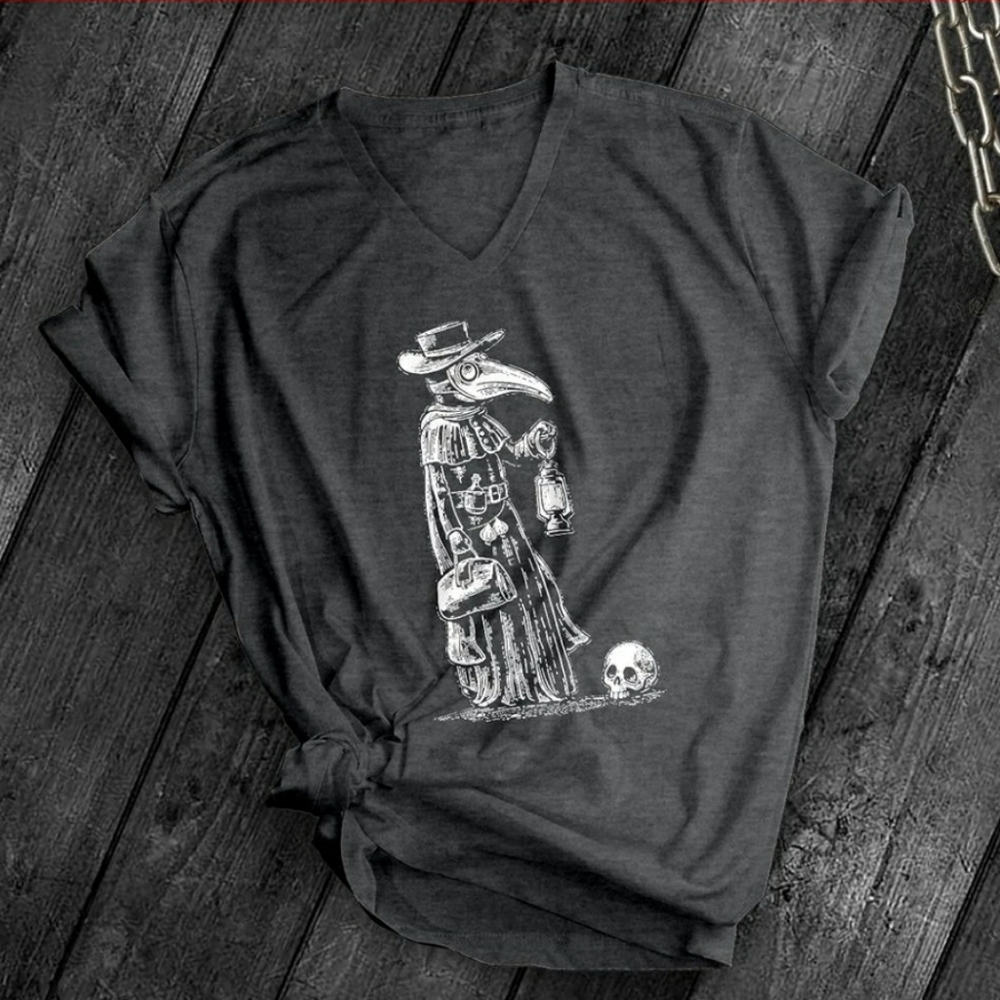 V-neck tee - plague doctor